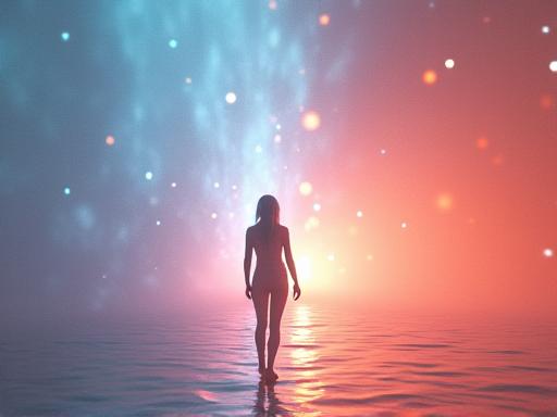 ユーザーアバターが感情によって生成された空間を探索する様子