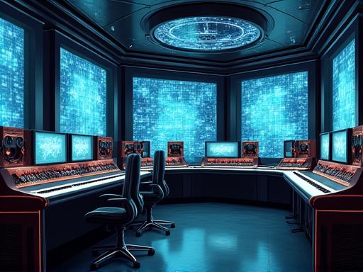 未来的なボイスレコーディングスタジオのコンセプトアート